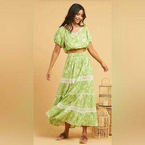 Z & L Women’s Citron Maxi Skirt Green (Size S)